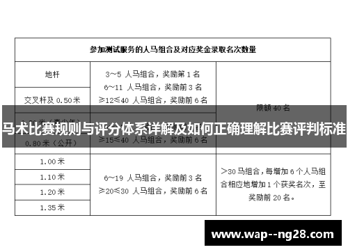 马术比赛规则与评分体系详解及如何正确理解比赛评判标准